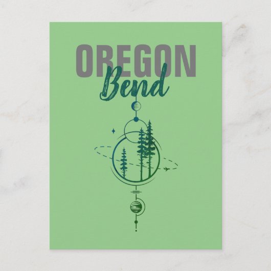 Geometrische boten en bomen met buikoregon briefkaart (Voorkant)