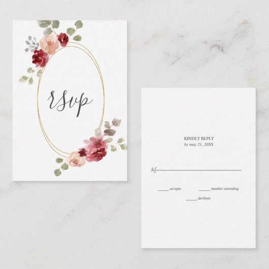 Geometrische Bourgogne bloeding Eucalyptus Weddens Informatiekaartje (Voorkant / Achterkant)