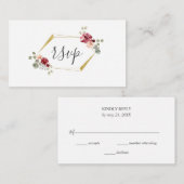 Geometrische Bourgogne Bloem Groen Bruiloft RSVP Informatiekaartje (Voorkant / Achterkant)