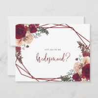 Geometrische Bourgogne Bridesmaid-kaartje