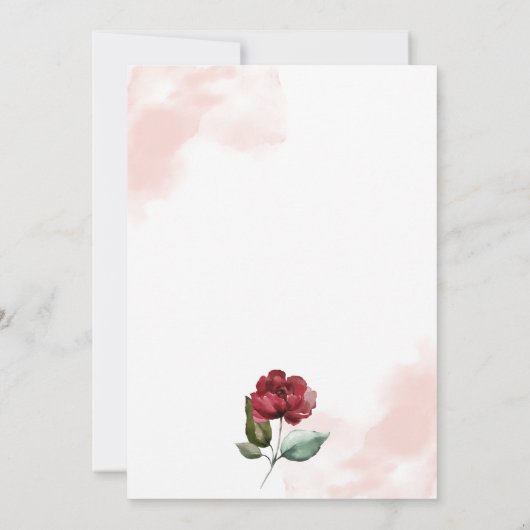 Geometrische Bourgogne en Blush Floral Wedding Kaart (Achterkant)