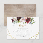 Geometrische Bourgogne marine - Floral Wedding Rec Informatiekaartje (Voorkant / Achterkant)