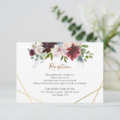 Geometrische Bourgogne marine - Floral Wedding Rec Informatiekaartje (Staand voorkant)