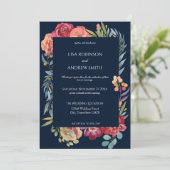 Geometrische Bourgogne Tropische Floral Wedding- N Kaart (Staand voorkant)