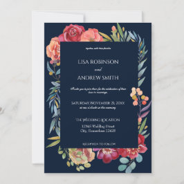 Geometrische Bourgogne Tropische Floral Wedding- N Kaart