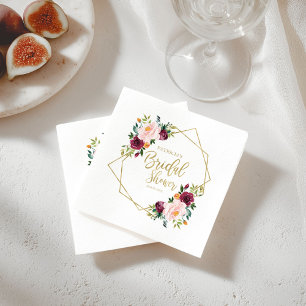 Geometrische Bourgondië Blush Bloemrijke Bruilofts Servet