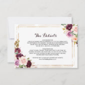 Geometrische Bourgondische bruiloft Details invoeg Kaart (Voorkant)