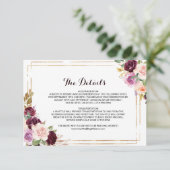 Geometrische Bourgondische bruiloft Details invoeg Kaart (Staand voorkant)