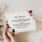 Geometrische Bourgondische bruiloft Details invoeg Kaart