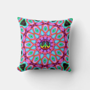 Geometrische Brights Groovy Roze Blauw Kussen