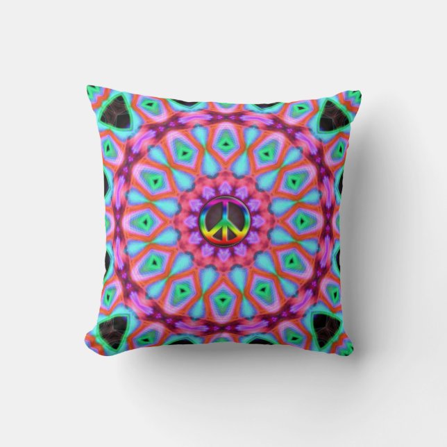 Geometrische Brights Groovy Roze Blauw Kussen (Voorkant)