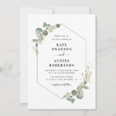 geometrische bruiloft eucalyptus kaart (Voorkant)