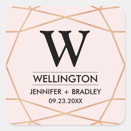 Geometrische bruiloft gunst Sticker | Aangepaste k (Voorkant)