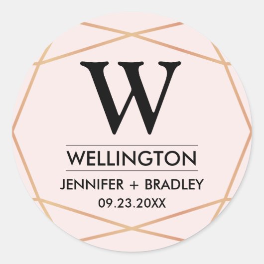 Geometrische bruiloft gunst Sticker | Aangepaste k (Voorkant)