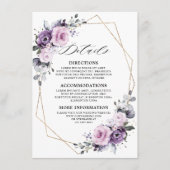 Geometrische bruiloft met Paarse dustbloemen Informatiekaartje (Voorkant)