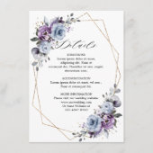 Geometrische bruiloft met Paarse dustbloemen Informatiekaartje (Voorkant)