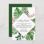 Geometrische bruiloft met tropische palmWaterverf  Kaart (Voorkant / Achterkant)
