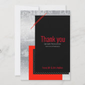 Geometrische bruiloft rood, zwart, grijs, witte st bedankkaart (Voorkant)