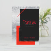 Geometrische bruiloft rood, zwart, grijs, witte st bedankkaart (Staand voorkant)