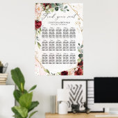 Geometrische bruiloft van de Bourgognige florale g Poster (Thuiskantoor)