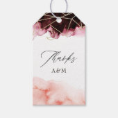 Geometrische bruiloft van de Waterverf Burgundy en Cadeaulabel (Voorkant)