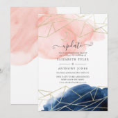 Geometrische bruiloft van de Waterverf van de mari Kaart (Voorkant / Achterkant)