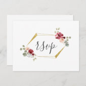 Geometrische bruine bloem Eucalyptus Trouw RSVP Uitnodiging Briefkaart (Voorkant / Achterkant)
