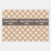 Geometrische bruine bloemen aangepaste naam inpakpapier vel (Voorkant 2)