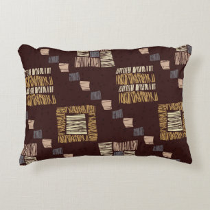 Geometrische bruine etnische tribale achtergrond accent kussen