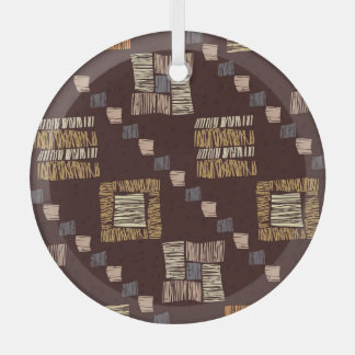 Geometrische bruine etnische tribale achtergrond glas ornament