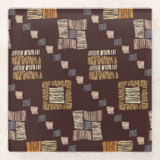 Geometrische bruine etnische tribale achtergrond glazen onderzetter