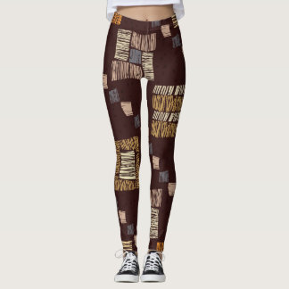 Geometrische bruine etnische tribale achtergrond leggings