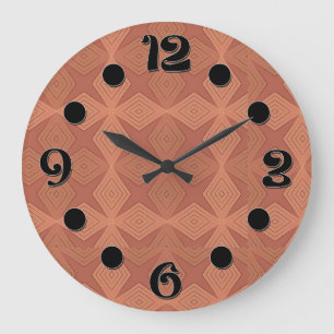 Geometrische bruine terracotta art deco grote klok