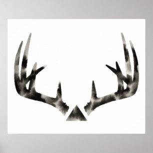Geometrische Buck Antler Waterverf Poster