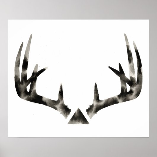 Geometrische Buck Antler Waterverf Poster (Voorkant)