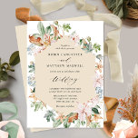 Geometrische Butter Beige and Earthy Blooms Weddin Kaart<br><div class="desc">Verfijn uw gasten met deze mooie trouwuitnodiging met voortreffelijke waterverf bloemen die een lijst met butterbeige geometrische hexagon bevatten waarop je trouwgegevens te zien zijn. Moderne handgeschreven kalligrafie. Floral in een mooi mengsel van stoffige rozen, blozen, beige, bruin, stoffig blauw, roest, verbrande oranje en groene tinten. Mogelijkheid om "samen met...</div>