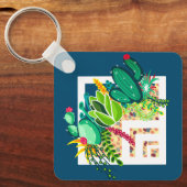 Geometrische Cactus vetplanten Planter Terrarium Sleutelhanger (Voorkant)