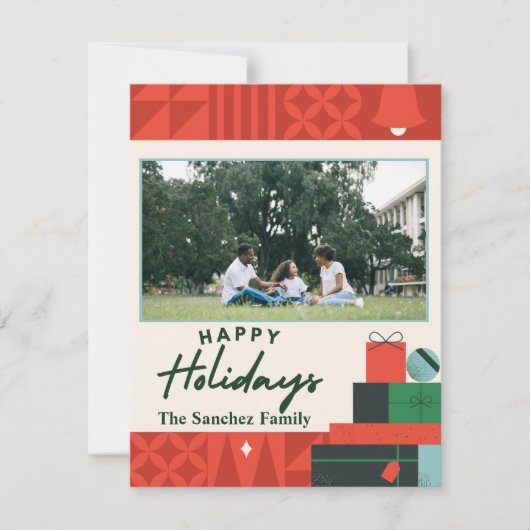 Geometrische Cadeau Prettige feestdagen "?" Kaart  (Voorkant)