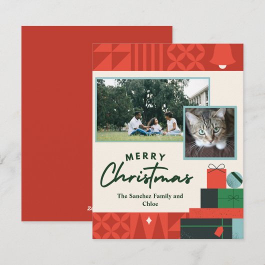 Geometrische Cadeaus "Vrolijk Kerstfeest" Kaart 2 (Voorkant / Achterkant)