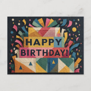 Geometrische cake levendig abstract verjaardagsont briefkaart