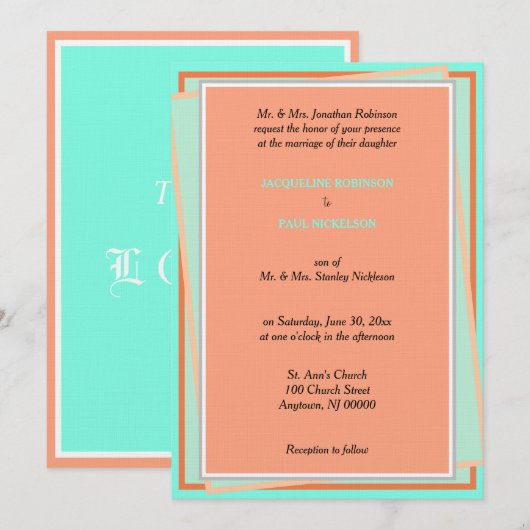 Geometrische Cantaloupe Turquoise Kaart (Voorkant / Achterkant)