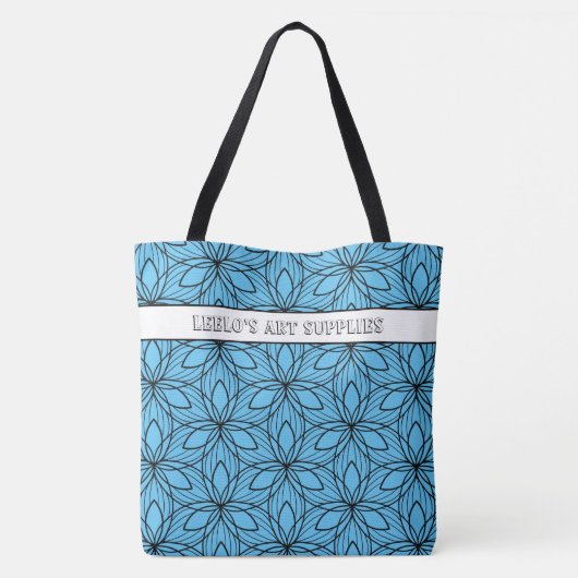 Geometrische Canvas tas voor zwart en blauw kunsta (Achterkant)