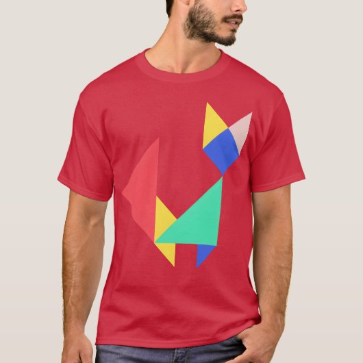 Geometrische Cat retro T-shirt (Voorkant)
