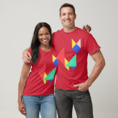 Geometrische Cat retro T-shirt (Unisex)