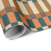 Geometrische check patroon in de herfst pompoen cadeaupapier (Rol Hoek)