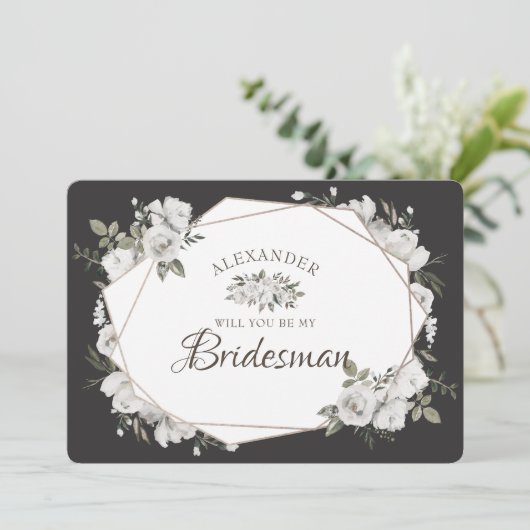 Geometrische Cherish be My Bridesman proposal Kaar (Staand voorkant)