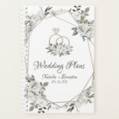 Geometrische Cherish White Floral Rozen Trouwplann Planner (Voorkant)