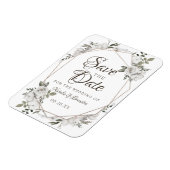 Geometrische Cherish White Floral Sla de datum op Magneet (Linkerzijde)