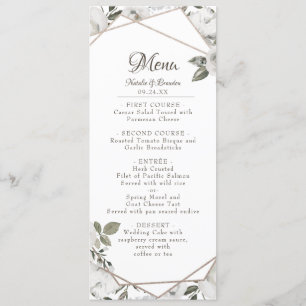 Geometrische Cherish Witte Bloemmotief & Roze Goud Menu