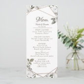 Geometrische Cherish Witte Bloemmotief & Roze Goud Menu (Staand voorkant)
